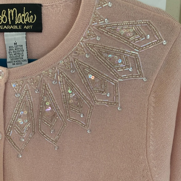 Bob Mackie Pink Vintage Embroidered Cardigan - Picture 4 of 14